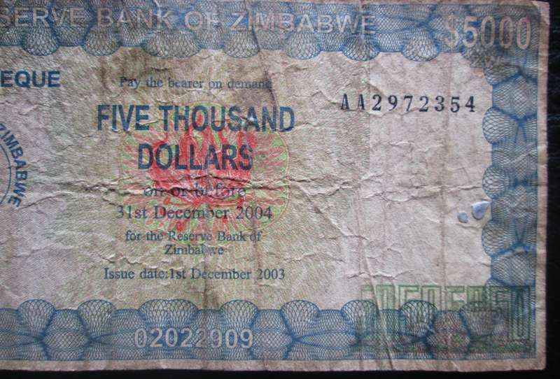 2003 Zimbabwe 5000 Dollars No AA2972354