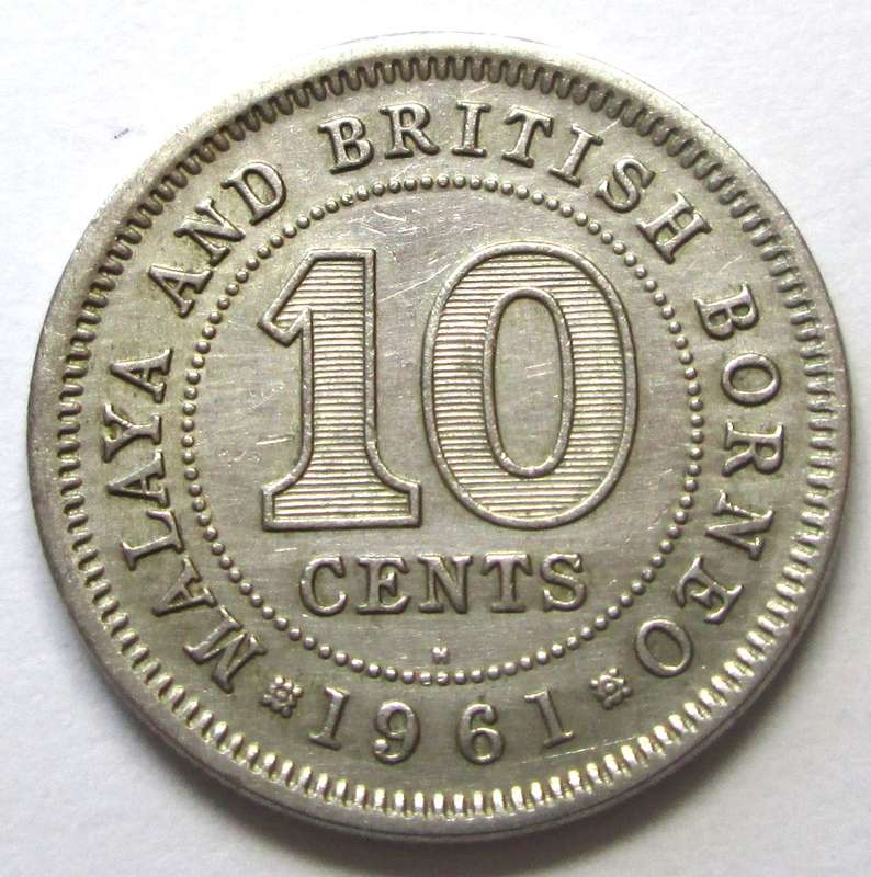 1961 Malaya and British Borneo 10 Cents