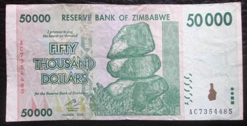 2008 Zimbabwe 50 000 Dollars No AC7354485