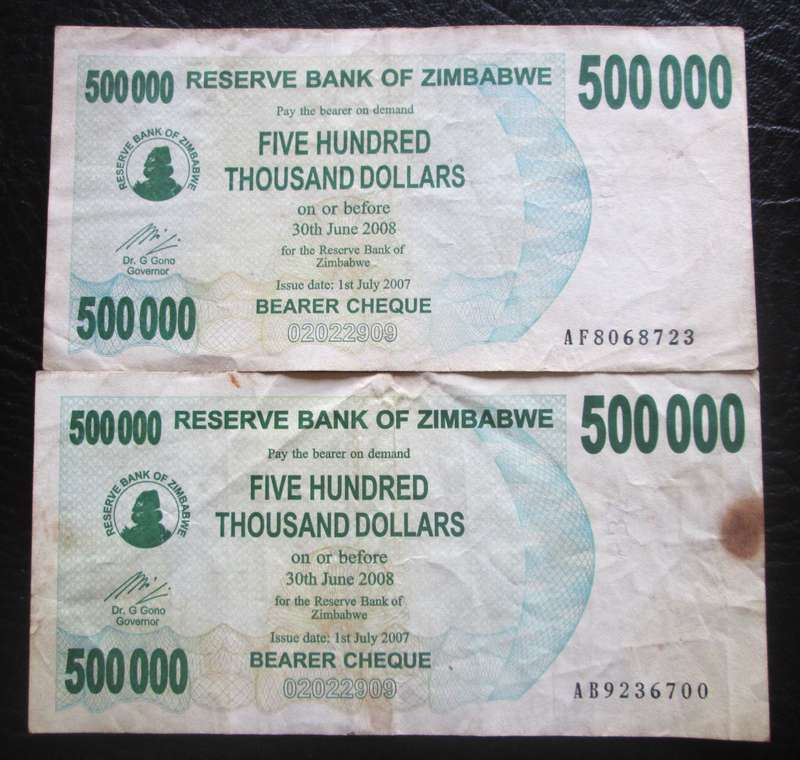 2007 Zimbabwe 500 000 Dollars
