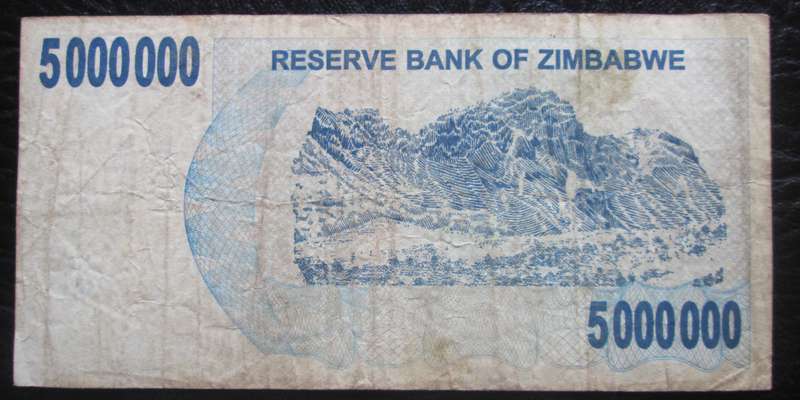 2008 Zimbabwe 5000 000 Dollars No AA0809256
