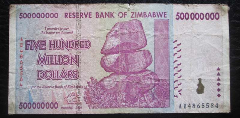 2008 Zimbabwe 500 000 000 Dollars No AB4865584