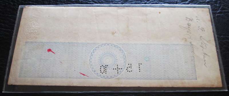 1907 British Cheque by London County Bank No V88403 Bedford Branch