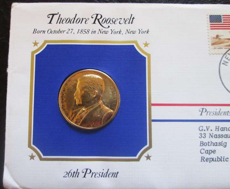 1983 Theodore Roosevelt 26th President US Mint Presidential Medal Postal Cover