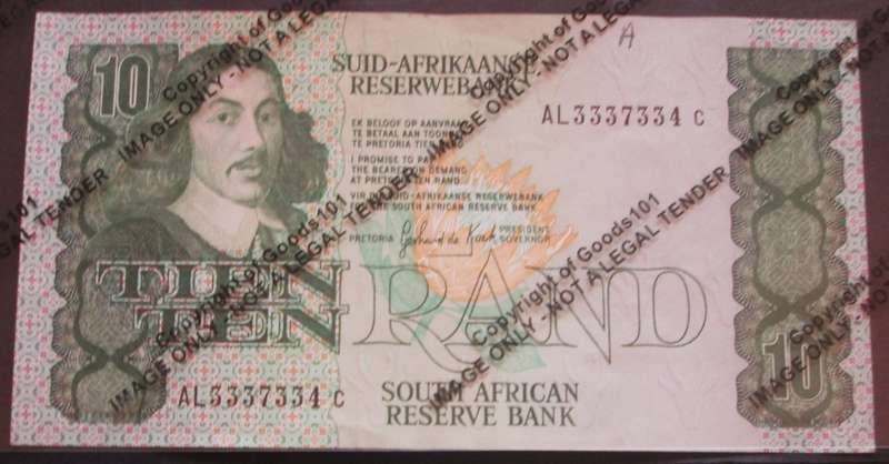 Ten Rand Republic of South Africa Serial Nr AL3337334C