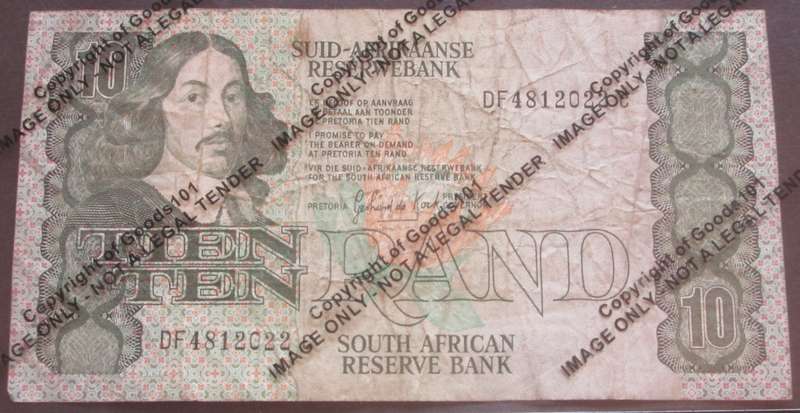 Ten Rand Republic of South Africa Serial Nr DF4812022C