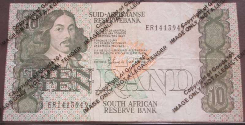 Ten Rand Republic of South Africa Serial Nr ER1413949C