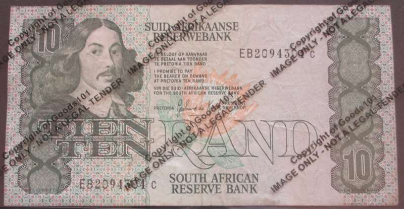 Ten Rand Republic of South Africa Serial Nr EB2094304C