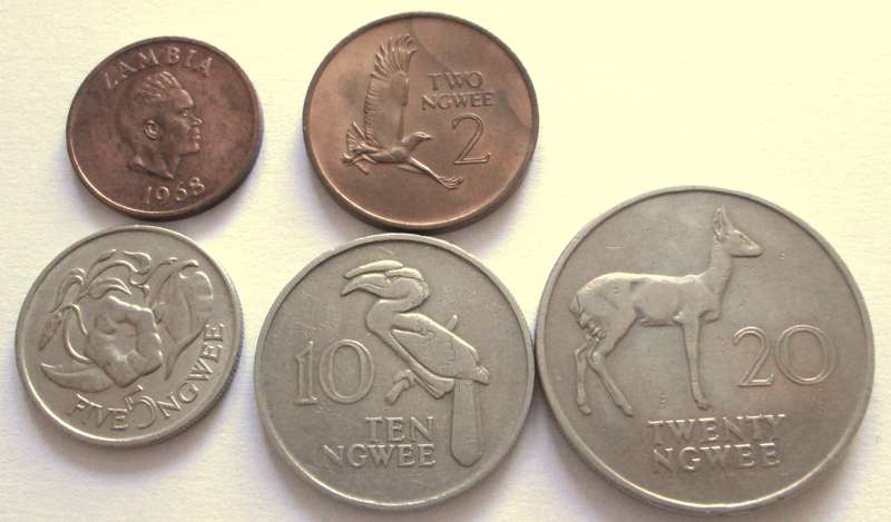 1968 Zambia 1 + 2 + 5 + 10 + 20 Ngwee