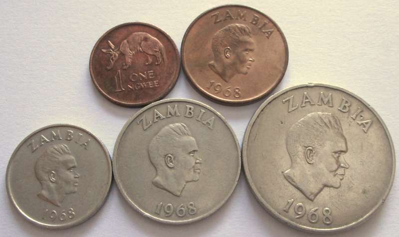 1968 Zambia 1 + 2 + 5 + 10 + 20 Ngwee