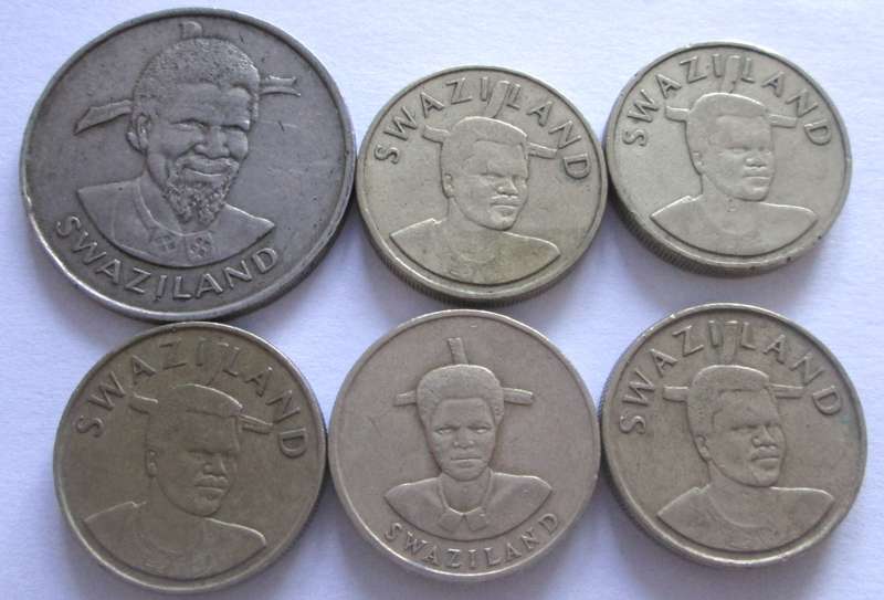 1 Lilangeni Swaziland 1981 + 1986 + 1995 + 1996 + 2002 + 2005