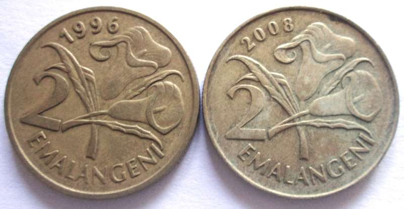 2 Emalangeni Swaziland 1996 + 2008