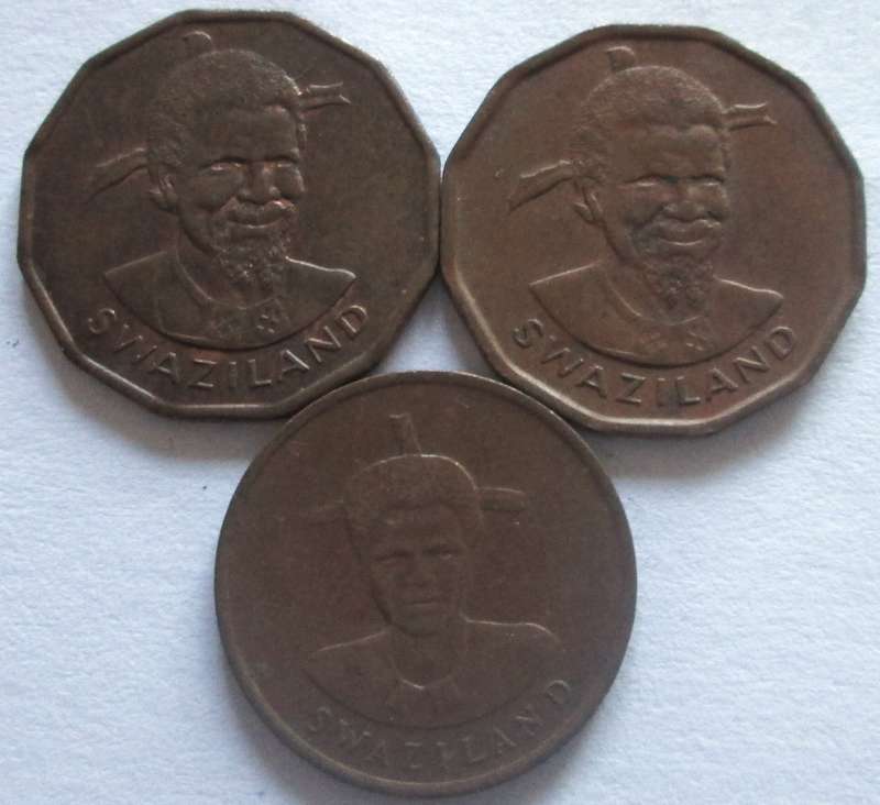1 Cent Swaziland 1974 + 1982 + 1986
