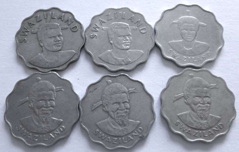 20 Cents Swaziland 1974 + 1975 + 1979 + 1986 + 1996 + 2001