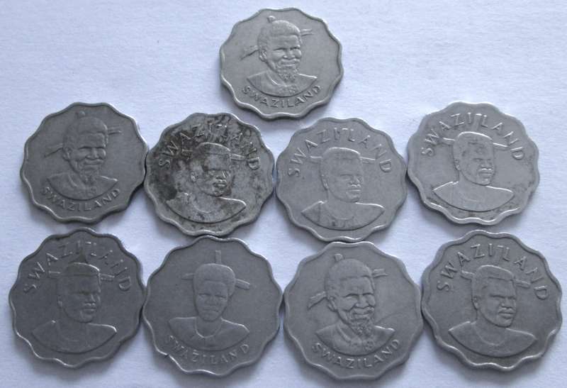 5 Cents Swaziland 1974 + 1975 + 1979 + 1986 + 1995 + 1998 + 2001 + 2005 + 2007