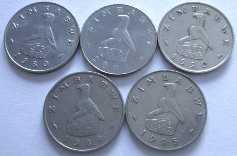 50 Cents Zimbabwe 1980+ 1989 + 1990 + 1995 + 2001