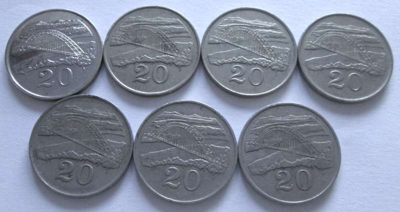 20 Cents Zimbabwe 1980+ 1987 + 1989 + 1991 + 1994 + 1996 + 1997