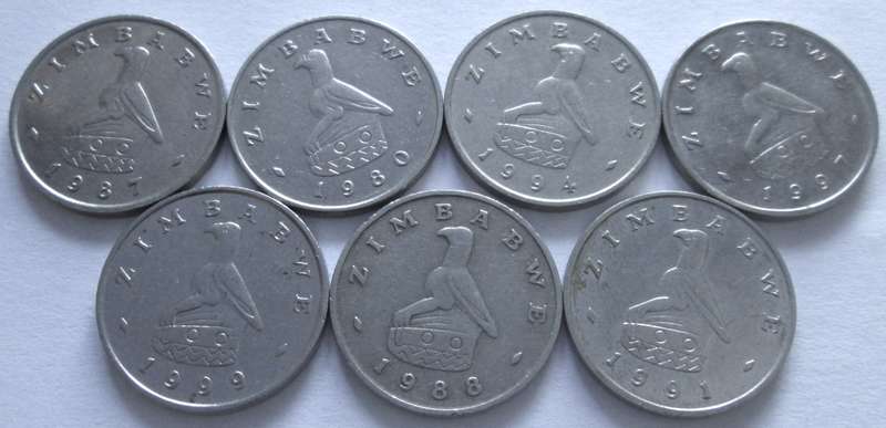 10 Cents Zimbabwe 1980+ 1987 + 1988 + 1991 + 1994 + 1997 + 1999