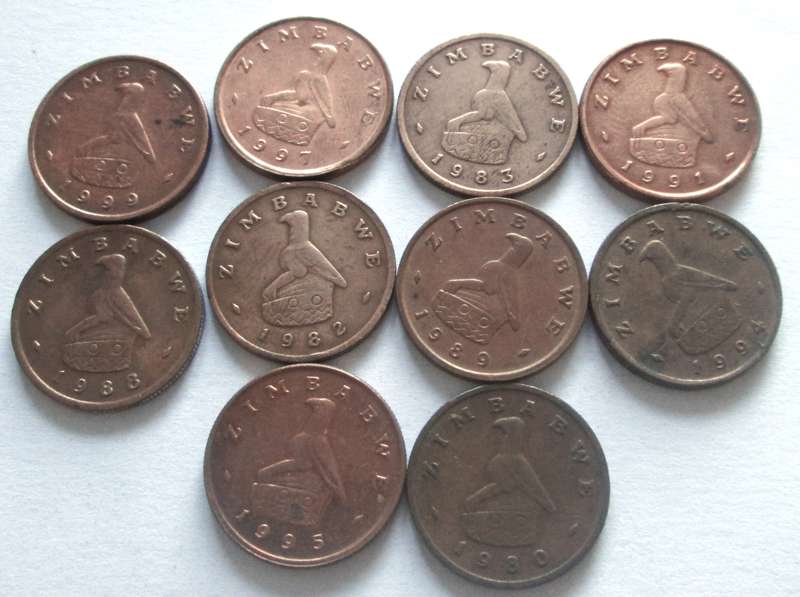 1 Cents Zimbabwe 1980+ 1982 + 1983 + 1988 + 1989 + 1991 + 1994 + 1995 + 1997 + 1999