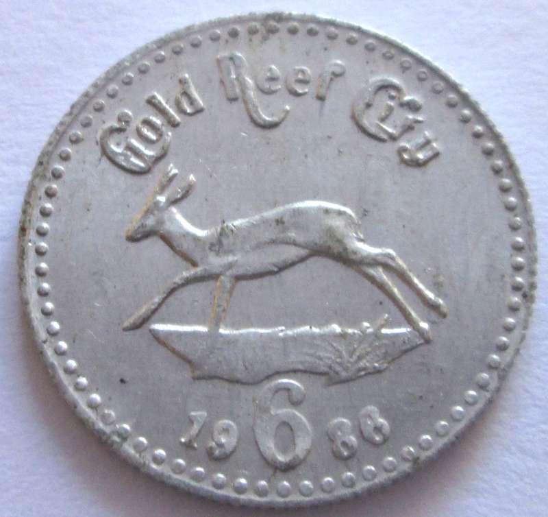 1986 Gold Reef City 6 Pence Souvenir Tourist Token