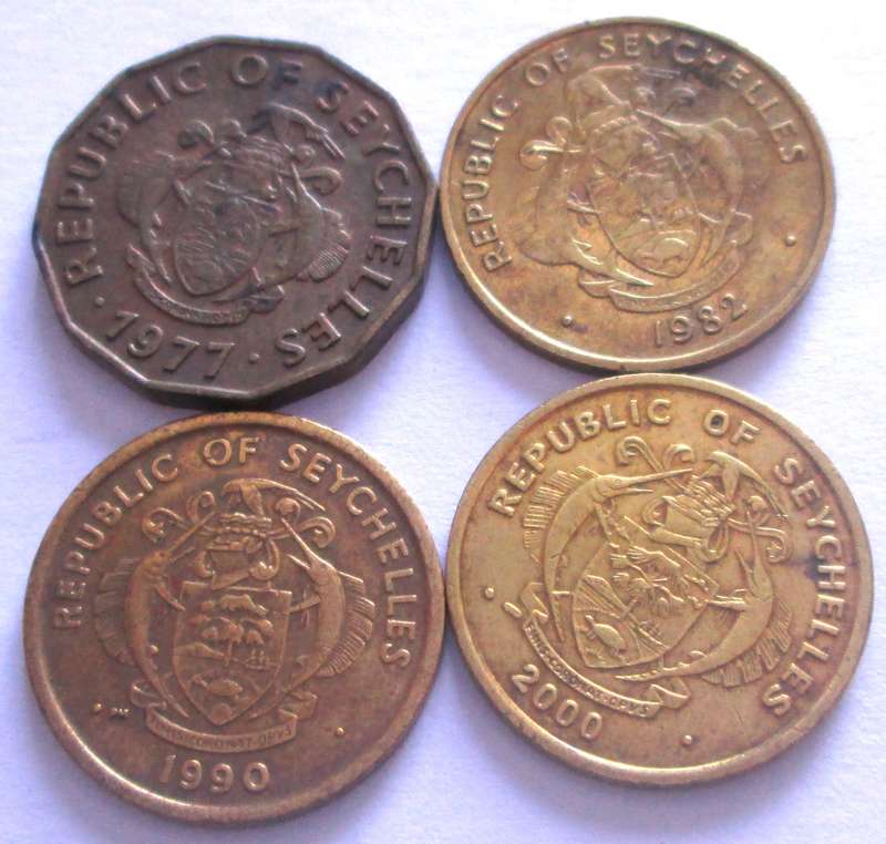 10 Cents Seychelles 1977 + 1982 + 1990 + 2000