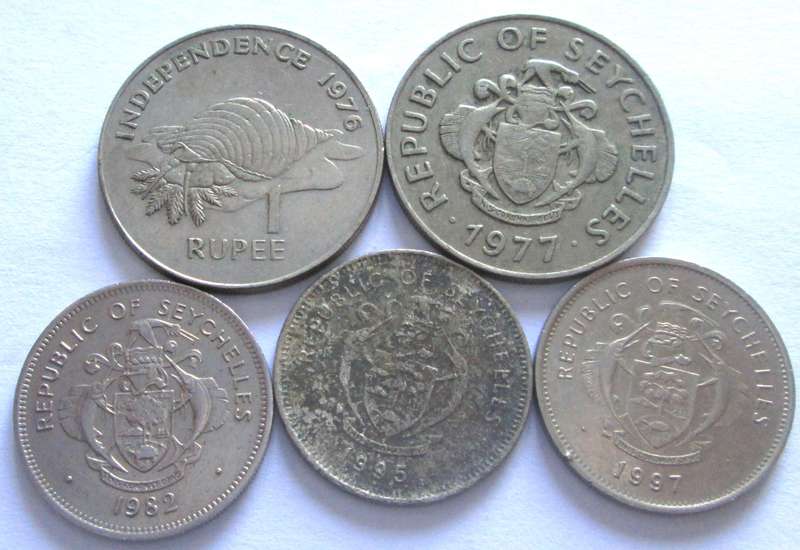 1 Rupee Seychelles 1976 + 1977 + 1982 + 1995 + 1997