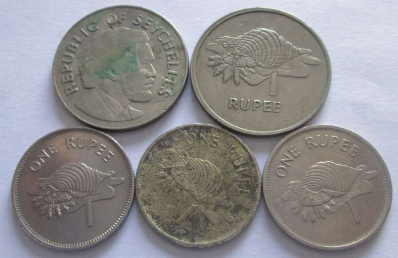 1 Rupee Seychelles 1976 + 1977 + 1982 + 1995 + 1997