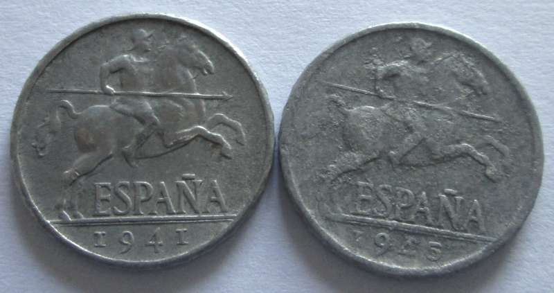 5 Centimos Spain 1941 + 1945