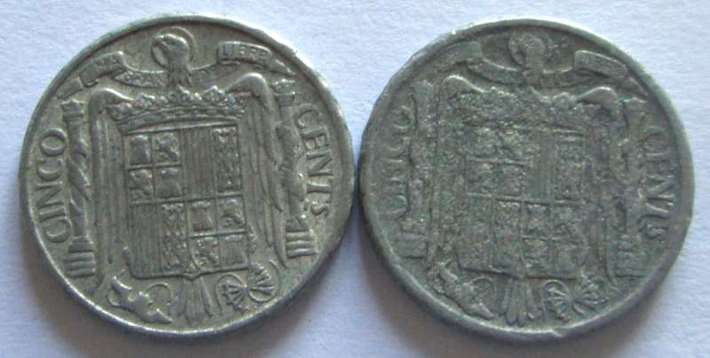 5 Centimos Spain 1941 + 1945