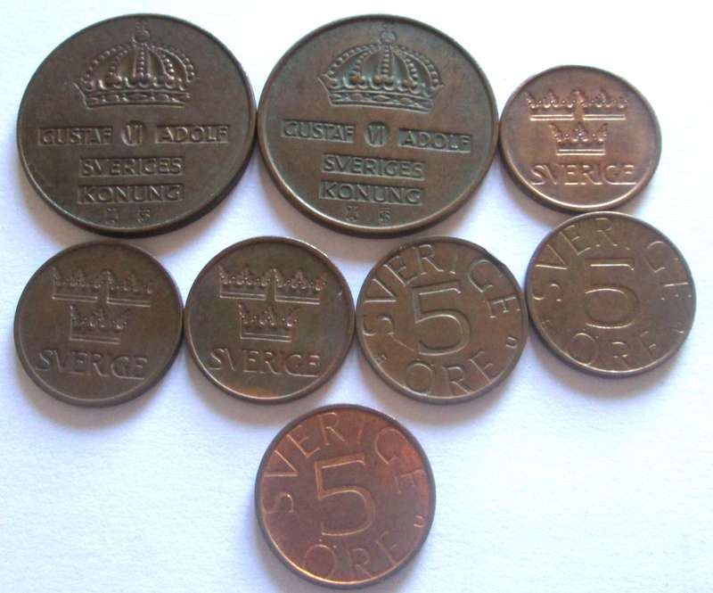 5 Ore Sweden 1953 + 1959 + 1972 + 1973 + 1975 + 1977 + 1979 + 1982