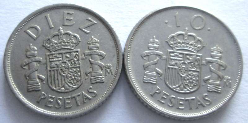 10 Pesetas Spain 1984 + 1992