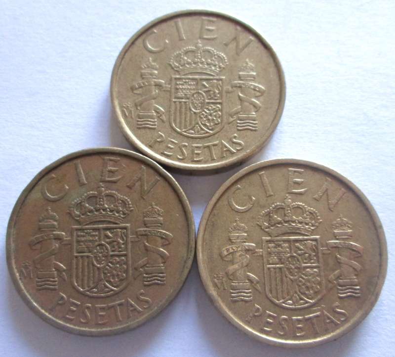 100 Pesetas Spain 1982 + 1984 + 1988