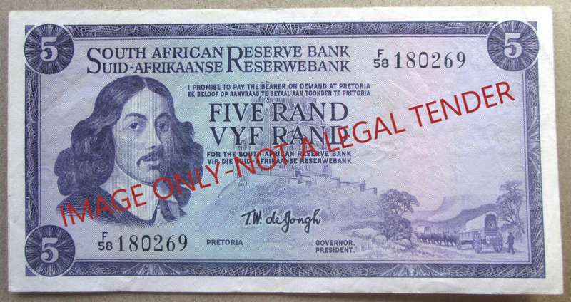 Five Rand South Africa Serial Nr F58 180269
