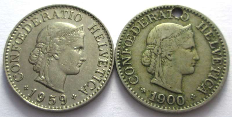 10 Rappen Switzerland 1900 + 1959
