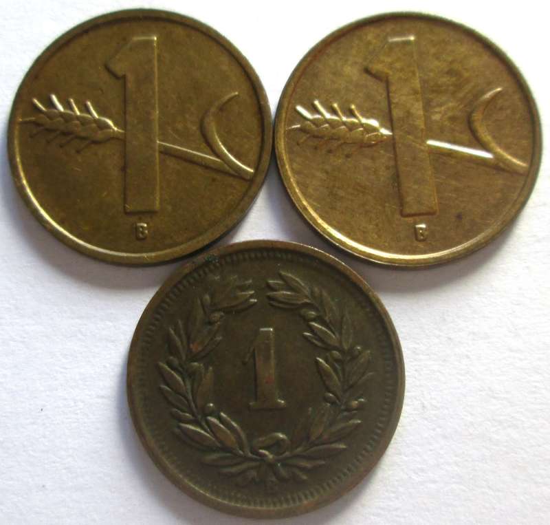 1 Rappen Switzerland 1941 + 1949 + 1951