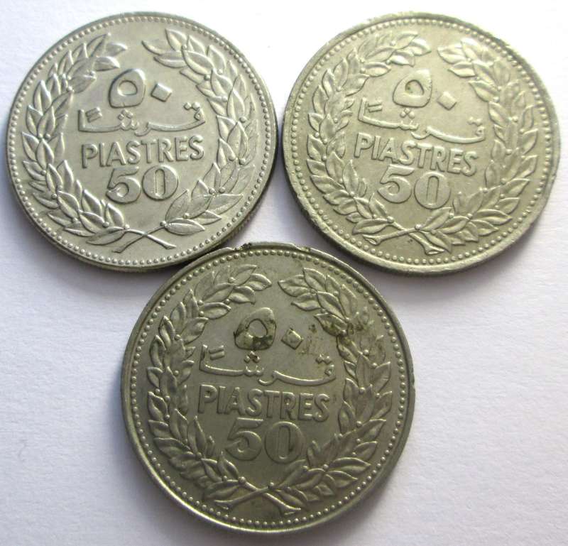 50 Piastres Lebanon 1969 + 1973 + 1978