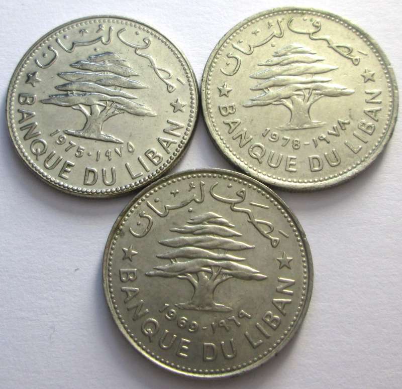 50 Piastres Lebanon 1969 + 1973 + 1978