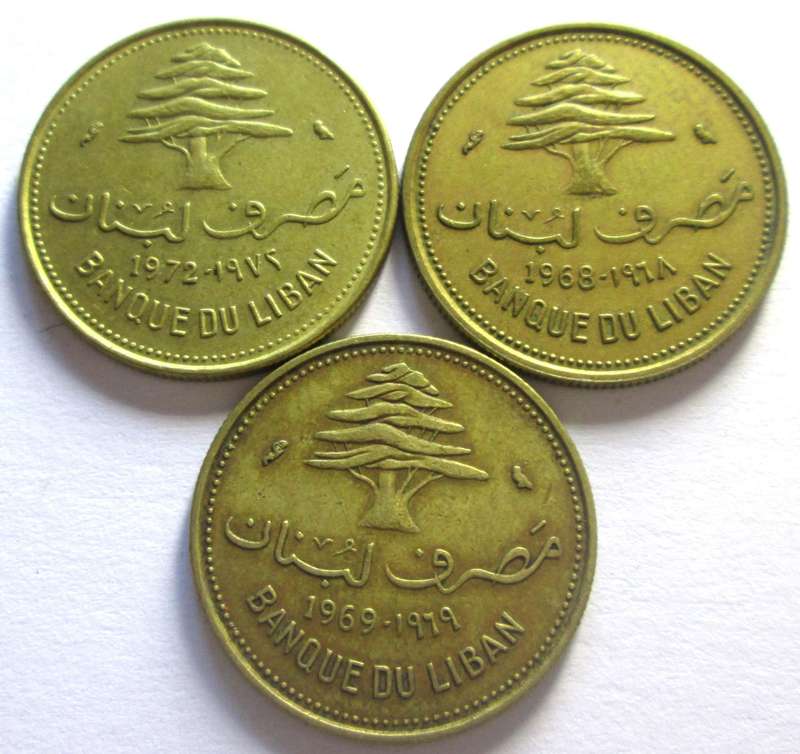 10 Piastres Lebanon 1968 + 1969 + 1972