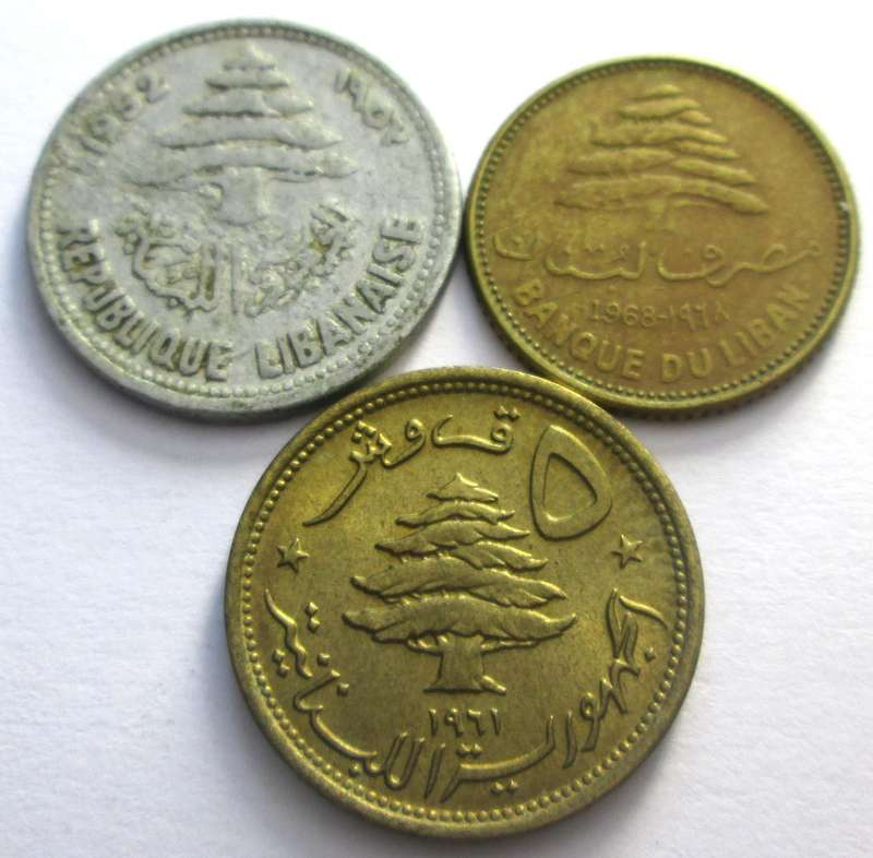 5 Piastres Lebanon 1952 + 1961 + 1968