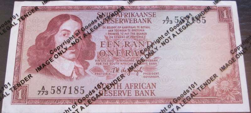One Rand Republic of South Africa Serial Nr A773 587185