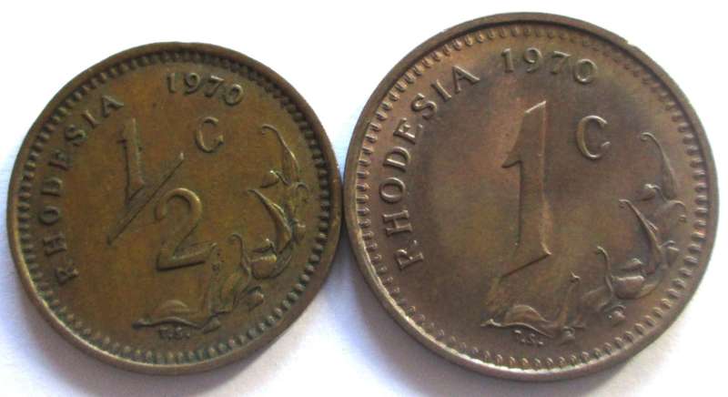 1970 Rhodesia Half Cent + 1 Cent