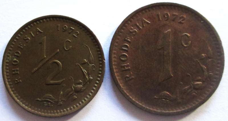 1972 Rhodesia Half Cent + 1 Cent