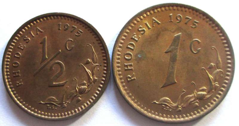 1975 Rhodesia Half Cent + 1 Cent