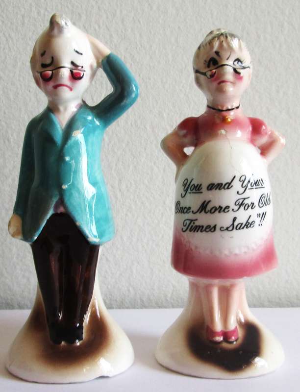 Grandma and Grandpa One time for old times sake Enesco Salt Pepper Shakers