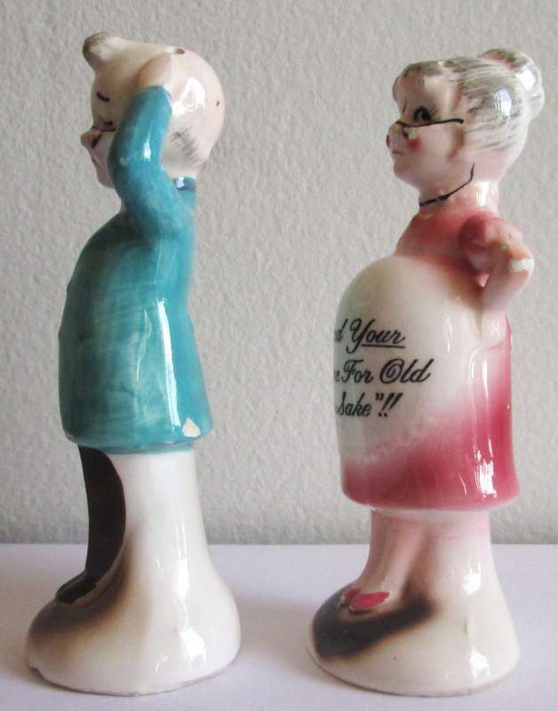 Grandma and Grandpa One time for old times sake Enesco Salt Pepper Shakers