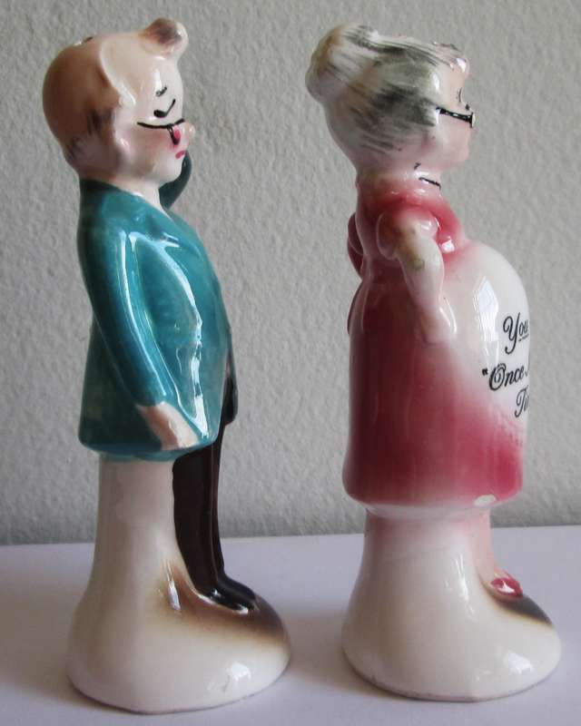 Grandma and Grandpa One time for old times sake Enesco Salt Pepper Shakers