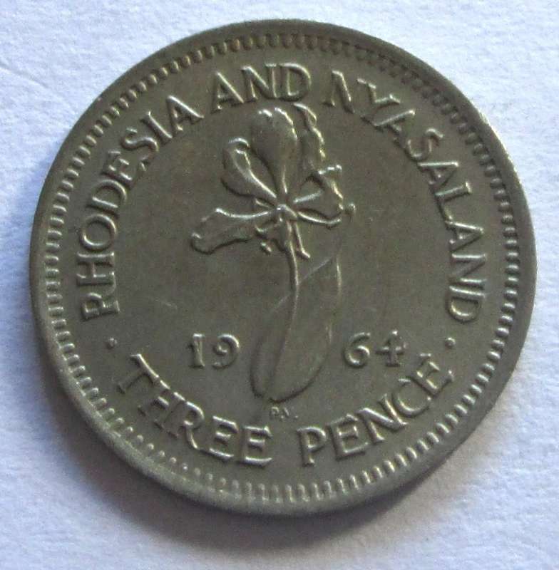 1964 Rhodesia and Nyasaland 3 Pence