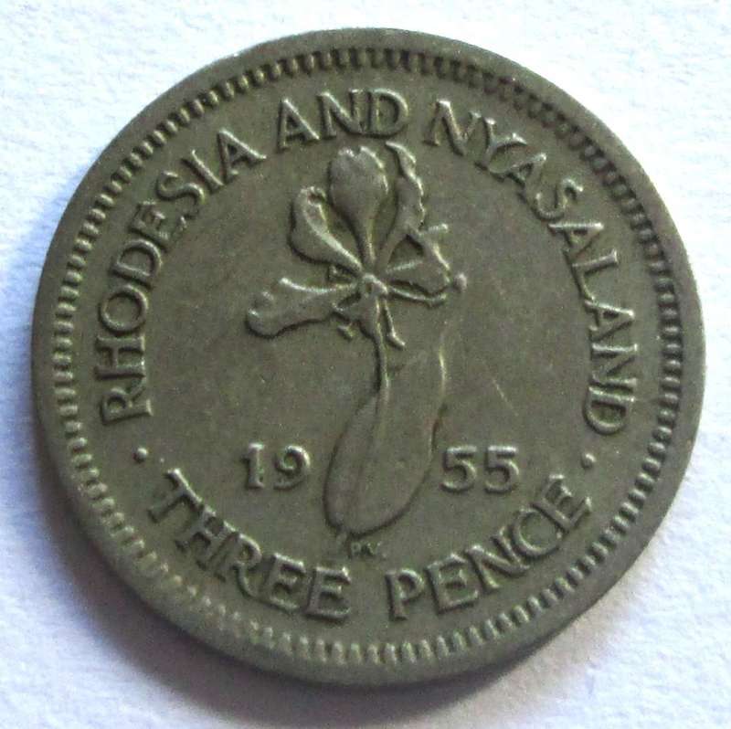 1955 Rhodesia and Nyasaland 3 Pence