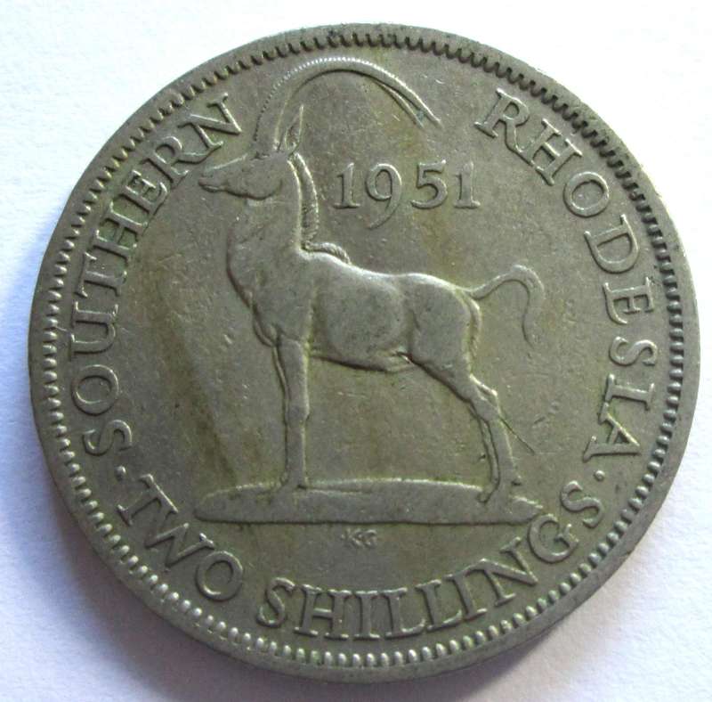 1951 Southern Rhodesia 2 Shillings