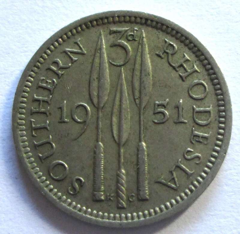 1951 Southern Rhodesia 3 Pence